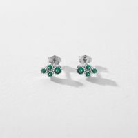 1 Pair Ins Style Simple Style Irregular Round Sterling Silver Plating Inlay Zircon Rhodium Plated Ear Studs main image 6