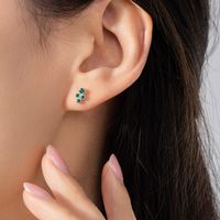 1 Pair Ins Style Simple Style Irregular Round Sterling Silver Plating Inlay Zircon Rhodium Plated Ear Studs main image 4