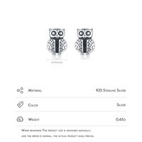1 Pair Ins Style Vintage Style Owl Sterling Silver Rhodium Plated Ear Studs main image 3