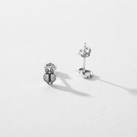 1 Pair Ins Style Vintage Style Owl Sterling Silver Rhodium Plated Ear Studs main image 5