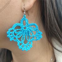 Vacation Solid Color Fabric Crochet Lace Women's Drop Earrings main image 6