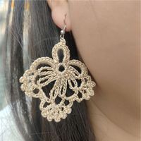 Vacation Solid Color Fabric Crochet Lace Women's Drop Earrings main image 4