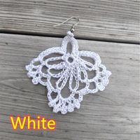Vacation Solid Color Fabric Crochet Lace Women's Drop Earrings sku image 1