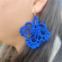 Vacation Solid Color Fabric Crochet Lace Women's Drop Earrings main image 2