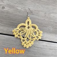 Vacation Solid Color Fabric Crochet Lace Women's Drop Earrings sku image 3