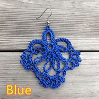 Vacation Solid Color Fabric Crochet Lace Women's Drop Earrings sku image 8