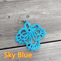 Vacation Solid Color Fabric Crochet Lace Women's Drop Earrings sku image 11
