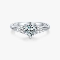 Wholesale Elegant Shiny Heart Shape Sterling Silver Rhodium Plated Zircon Rings sku image 1