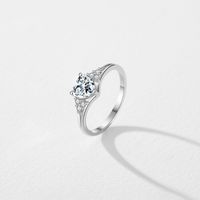 Wholesale Elegant Shiny Heart Shape Sterling Silver Rhodium Plated Zircon Rings main image 1