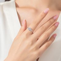 Wholesale Elegant Shiny Heart Shape Sterling Silver Rhodium Plated Zircon Rings main image 4