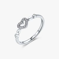 Wholesale Elegant Simple Style Heart Shape Sterling Silver Thai Silver Zircon Rings sku image 1