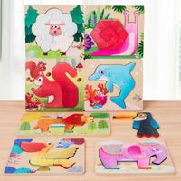 Puzzles Toddler(3-6years) Cartoon Wood Toys main image 1