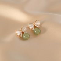 1 Pair Chinoiserie Simple Style Bow Knot Opal Inlay Artificial Pearls Opal Earrings main image 6