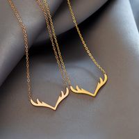 Retro Simple Style Antlers Titanium Steel Plating Pendant Necklace main image 1