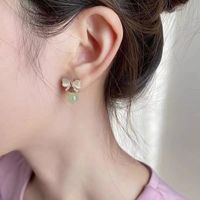 1 Paar Chinoiserie Einfacher Stil Bogenknoten Opal Inlay Künstliche Perlen Opal Ohrringe main image 2