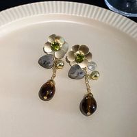 Ethnic Style Flower Metal Tassel Inlay Artificial Gemstones Women's Earrings sku image 1