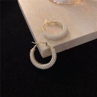 Pendeln Geometrisch Imitationsperle Kupfer Inlay Künstliche Perlen Frau Ohrringe sku image 1