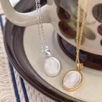 Wholesale Ins Style Portrait Sterling Silver Shell Pendant Necklace main image 4