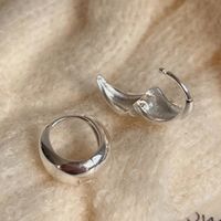 1 Pair Simple Style Solid Color Sterling Silver Plating Hoop Earrings sku image 2