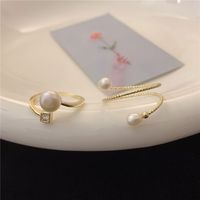 Modern Style Geometric Freshwater Pearl Copper Inlay Freshwater Pearl Open Ring main image 1