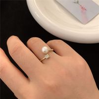Modern Style Geometric Freshwater Pearl Copper Inlay Freshwater Pearl Open Ring main image 4