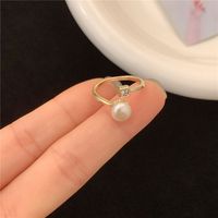 Modern Style Geometric Freshwater Pearl Copper Inlay Freshwater Pearl Open Ring sku image 2
