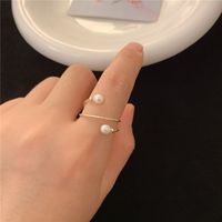 Modern Style Geometric Freshwater Pearl Copper Inlay Freshwater Pearl Open Ring main image 2