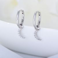 1 Pair Simple Style Moon Sterling Silver Inlay Rhinestones Earrings sku image 2