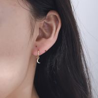 1 Pair Simple Style Moon Sterling Silver Inlay Rhinestones Earrings main image 5