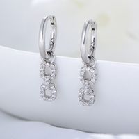 1 Paire Style Simple Couleur Unie Incruster Argent Sterling Strass Boucles D'oreilles main image 5