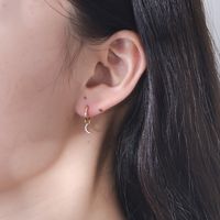 1 Pair Simple Style Moon Sterling Silver Inlay Rhinestones Earrings main image 2