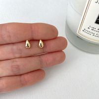 1 Pair Simple Style Water Droplets Sterling Silver Plating Ear Studs main image 5