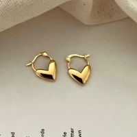 1 Pair Sweet Heart Shape Sterling Silver Plating Hoop Earrings sku image 1