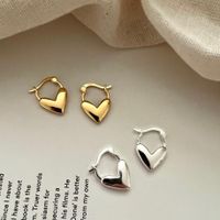 1 Pair Sweet Heart Shape Sterling Silver Plating Hoop Earrings main image 1
