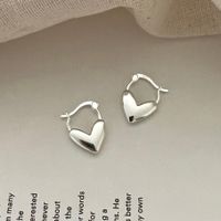 1 Pair Sweet Heart Shape Sterling Silver Plating Hoop Earrings main image 3