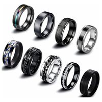 Simple Style Geometric Titanium Steel Plating Inlay Zircon Men's Rings sku image 7