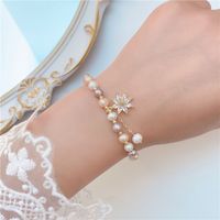 Sweet Flower Copper Plating Inlay Zircon Gold Plated Bracelets main image 4