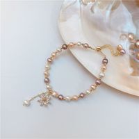 Sweet Flower Copper Plating Inlay Zircon Gold Plated Bracelets main image 2
