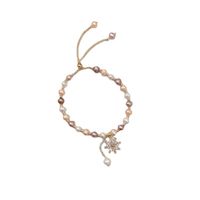 Sweet Flower Copper Plating Inlay Zircon Gold Plated Bracelets main image 3