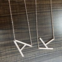Simple Style Letter Stainless Steel Plating Hollow Out Pendant Necklace main image 4