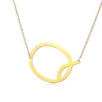 Simple Style Letter Stainless Steel Plating Hollow Out Pendant Necklace sku image 15