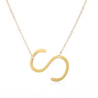 Simple Style Letter Stainless Steel Plating Hollow Out Pendant Necklace sku image 17
