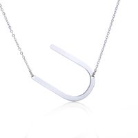Simple Style Letter Stainless Steel Plating Hollow Out Pendant Necklace sku image 42