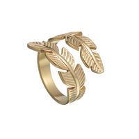 Retro Simple Style Feather Titanium Steel Plating Open Ring sku image 3