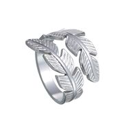 Retro Simple Style Feather Titanium Steel Plating Open Ring sku image 1