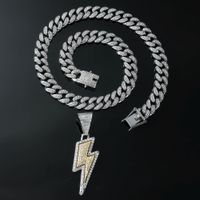 Hip Hop Foudre Alliage Placage Incruster Strass Hommes Pendentif main image 3