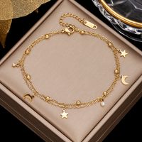 Wholesale Jewelry Vacation Star Moon Stainless Steel Artificial Gemstones Anklet sku image 9