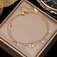 Wholesale Jewelry Vacation Star Moon Stainless Steel Artificial Gemstones Anklet sku image 8