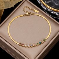 Wholesale Jewelry Vacation Star Moon Stainless Steel Artificial Gemstones Anklet sku image 10