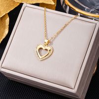 Elegant Letter Dreamcatcher Heart Shape Stainless Steel Plating Inlay Artificial Pearls Zircon Pendant Necklace sku image 5